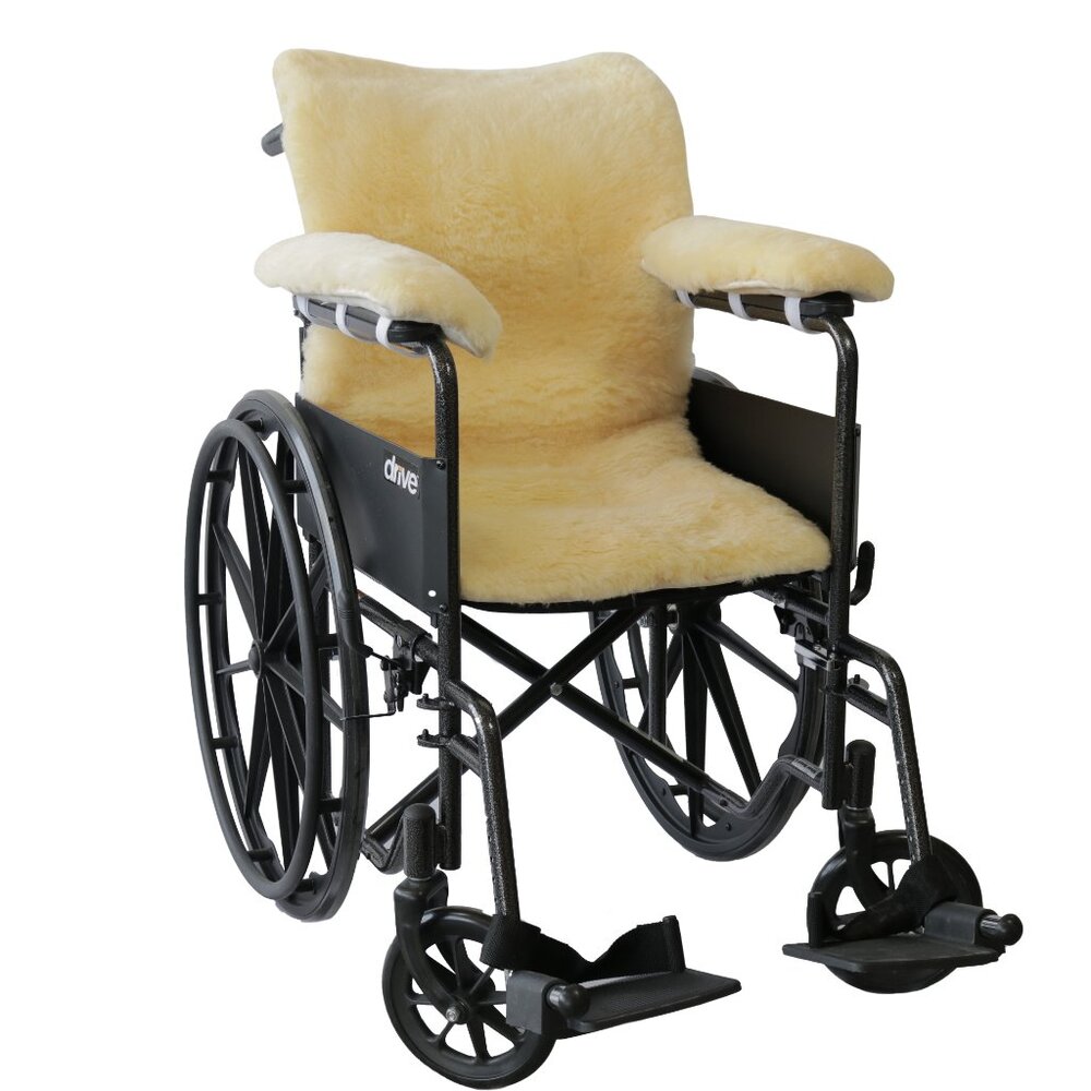 Natural Medical Classic Sheepskin Wheelchair Arm Covers | 2-Piece | Cornsilk